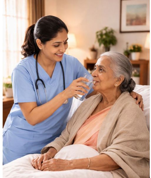 Caregiver providing respite care so a family member can rest